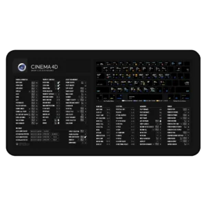 Cinema 4D Shortcuts Deskmat in a 3D artist studio