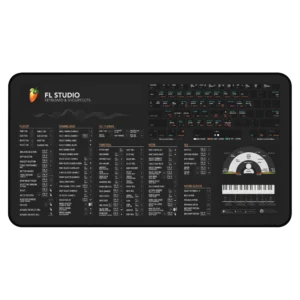 FL Studio Shortcuts Deskmat on beatmaker’s desk
