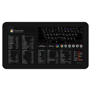 Final Cut Pro Shortcuts Deskmat on Mac workstation