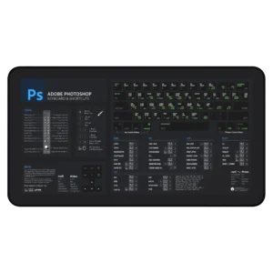 Photoshop Shortcuts Deskmat on creative workspace